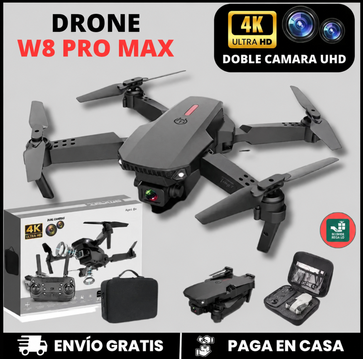 NUEVO DRONE W8 PRO MAX 2025 CON INTELIGENCIA ARTIFICIAL + ESTUCHE DE REGALO ✅