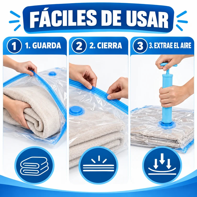 Pack x5 bolsas al vacío + Bomba de succión