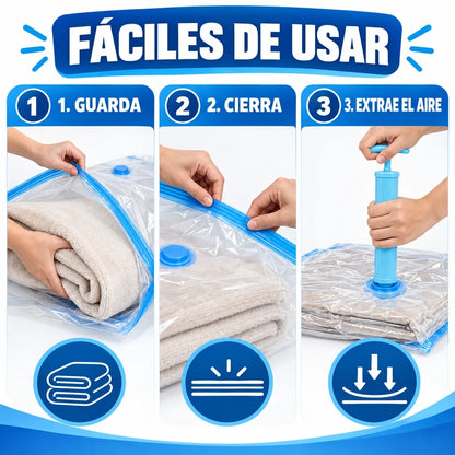 Pack x5 bolsas al vacío + Bomba de succión