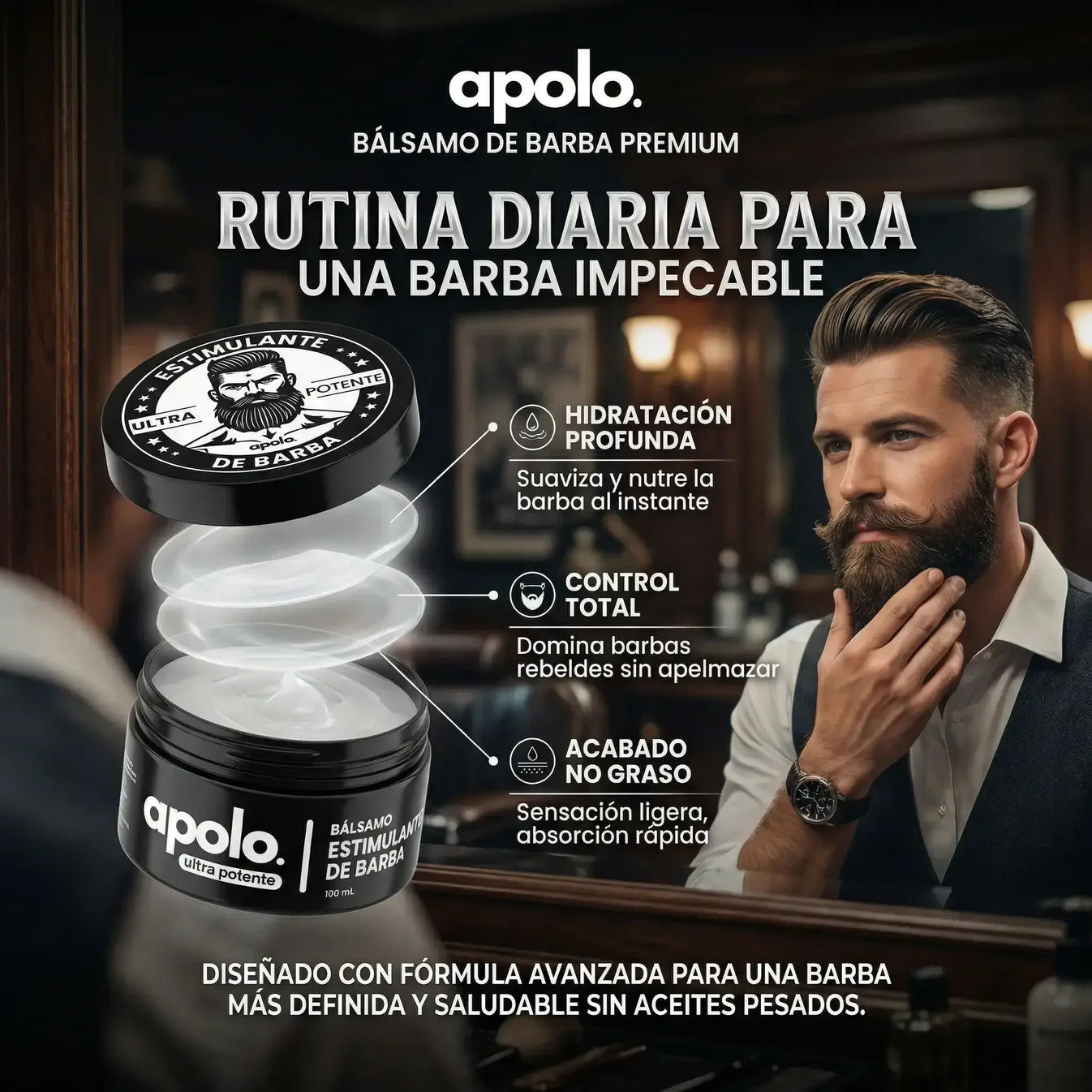 Bálsamo para Crecimiento de Barba Ultra Potente con Minoxidil 20% | 100mL 😍🦁
